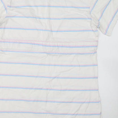 Wednesday Girl Womens Multicoloured Striped Cotton Basic T-Shirt Size M Round Neck