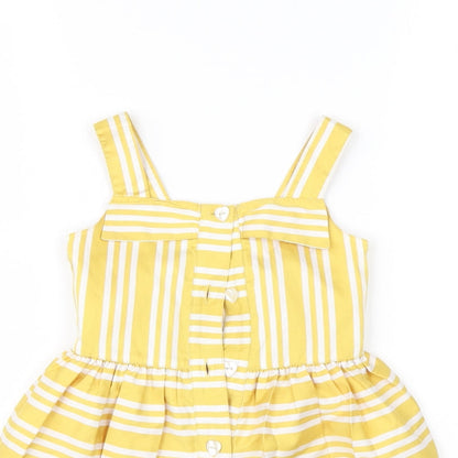 Ladybird Girls Yellow Striped Polyester Fit & Flare  Size 18-24 Months  Square Neck