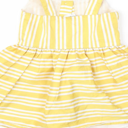 Ladybird Girls Yellow Striped Polyester Fit & Flare  Size 18-24 Months  Square Neck