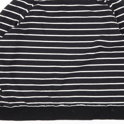 H&M Girls Black Striped Cotton Pullover Sweatshirt Size 9-10 Years