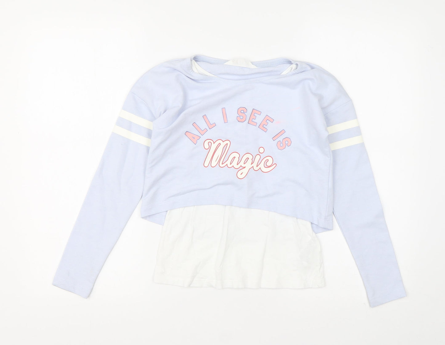 H&M Girls Multicoloured  Cotton Pullover Sweatshirt Size 9-10 Years   - Sweatshirt with T shirt