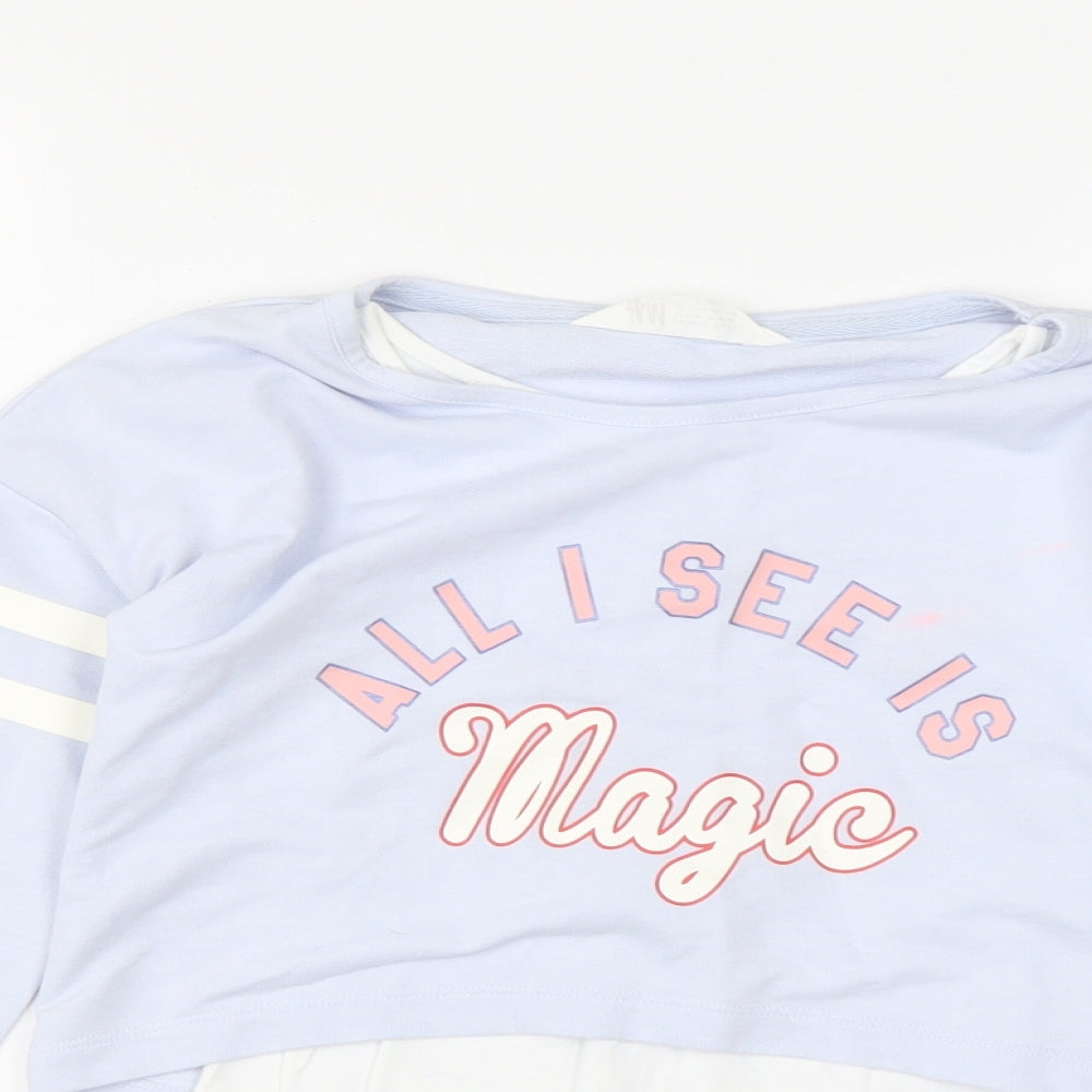H&M Girls Multicoloured  Cotton Pullover Sweatshirt Size 9-10 Years   - Sweatshirt with T shirt