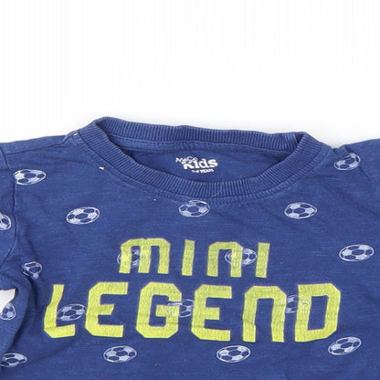 M&Co Boys Blue Spotted Cotton Basic T-Shirt Size 3-4 Years Round Neck  - Football