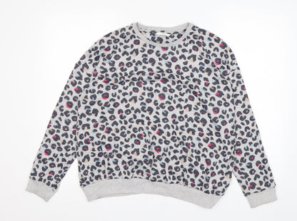 M&S Girls Multicoloured Round Neck Animal Print Viscose Pullover Jumper Size 14-15 Years