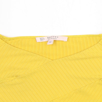petites Womens Yellow  Polyester Cropped T-Shirt Size 10 Scoop Neck - Summer