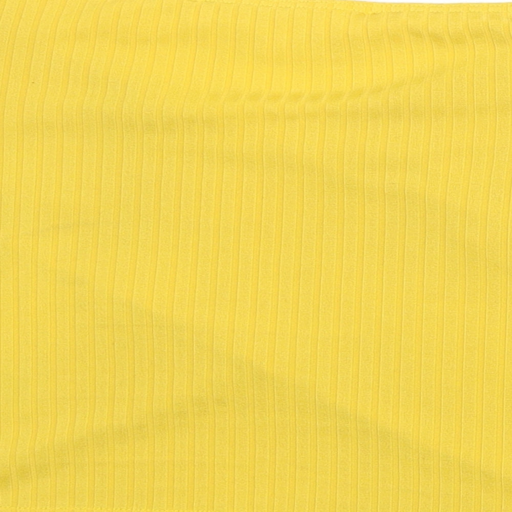 petites Womens Yellow  Polyester Cropped T-Shirt Size 10 Scoop Neck - Summer