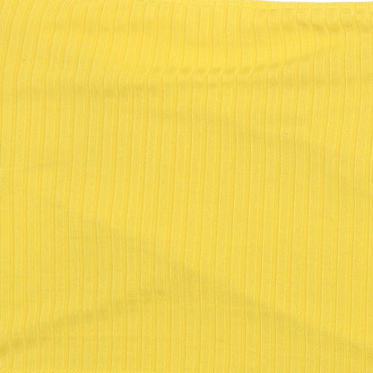 petites Womens Yellow  Polyester Cropped T-Shirt Size 10 Scoop Neck - Summer