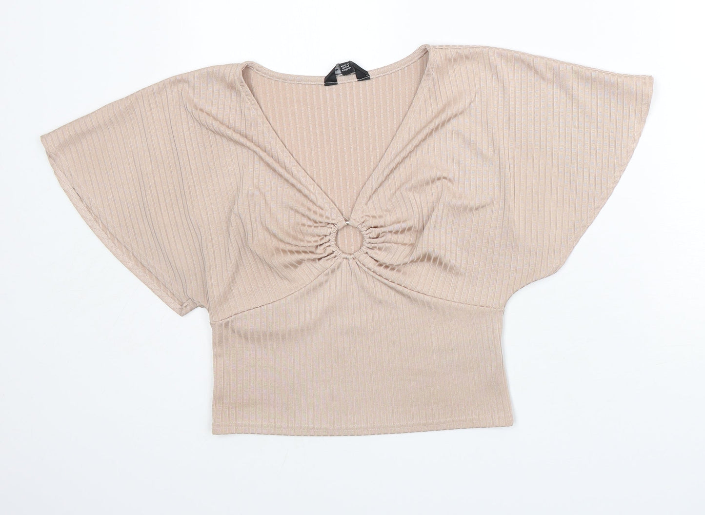 Womens UK Size 12 Miss Selfridge Pink Cropped T-Shirt