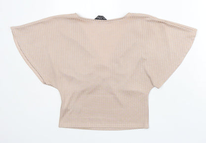 Womens UK Size 12 Miss Selfridge Pink Cropped T-Shirt