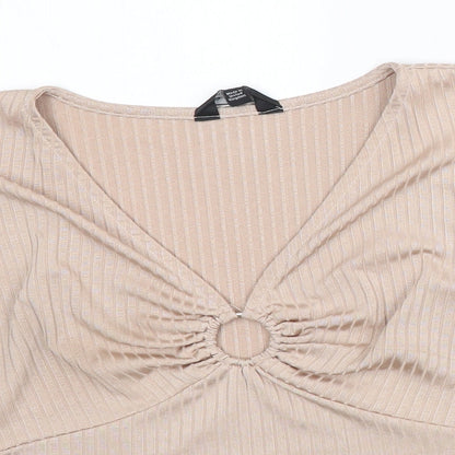 Womens UK Size 12 Miss Selfridge Pink Cropped T-Shirt