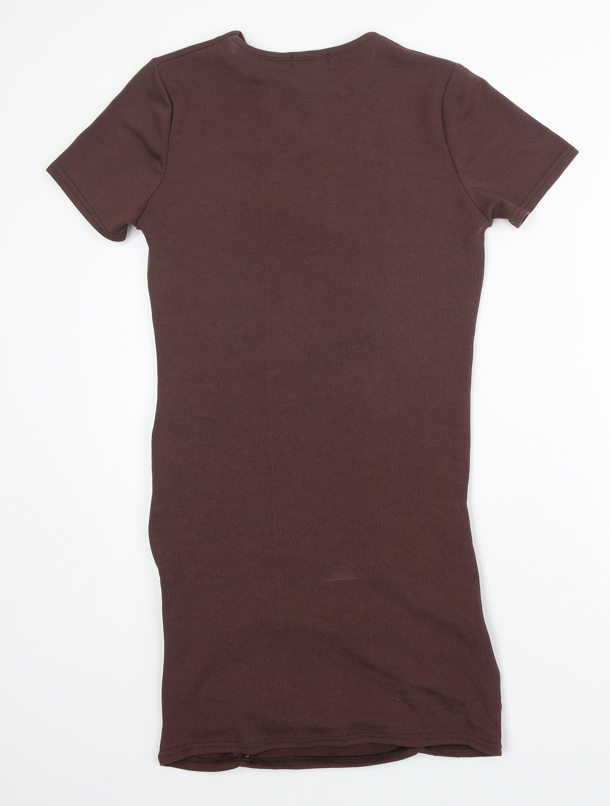 PRETTYLITTLETHING Womens Brown  Polyester Pencil Dress  Size 12  Round Neck