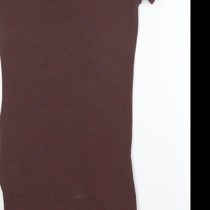 PRETTYLITTLETHING Womens Brown  Polyester Pencil Dress  Size 12  Round Neck