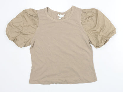 Womens UK Size M H&M Brown Basic T-Shirt