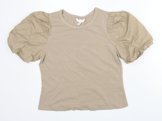Womens UK Size M H&M Brown Basic T-Shirt