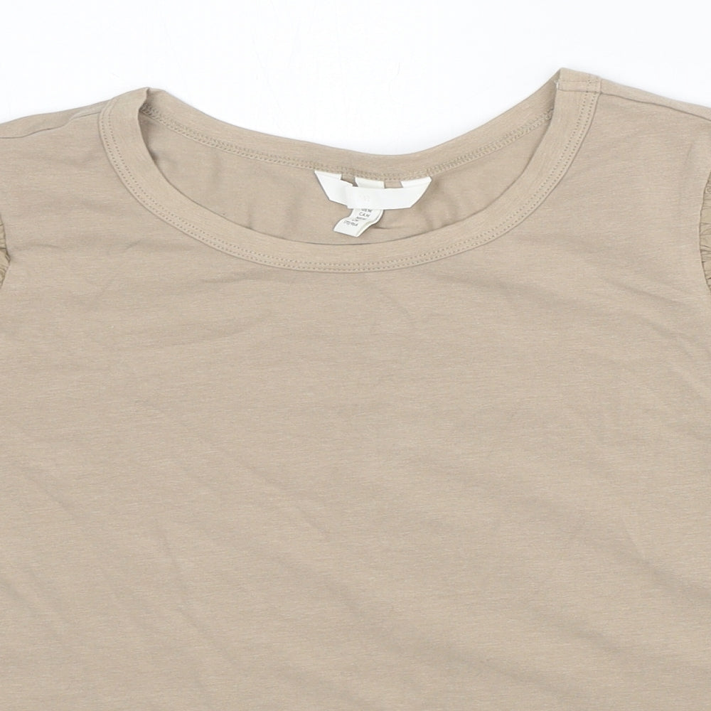 Womens UK Size M H&M Brown Basic T-Shirt