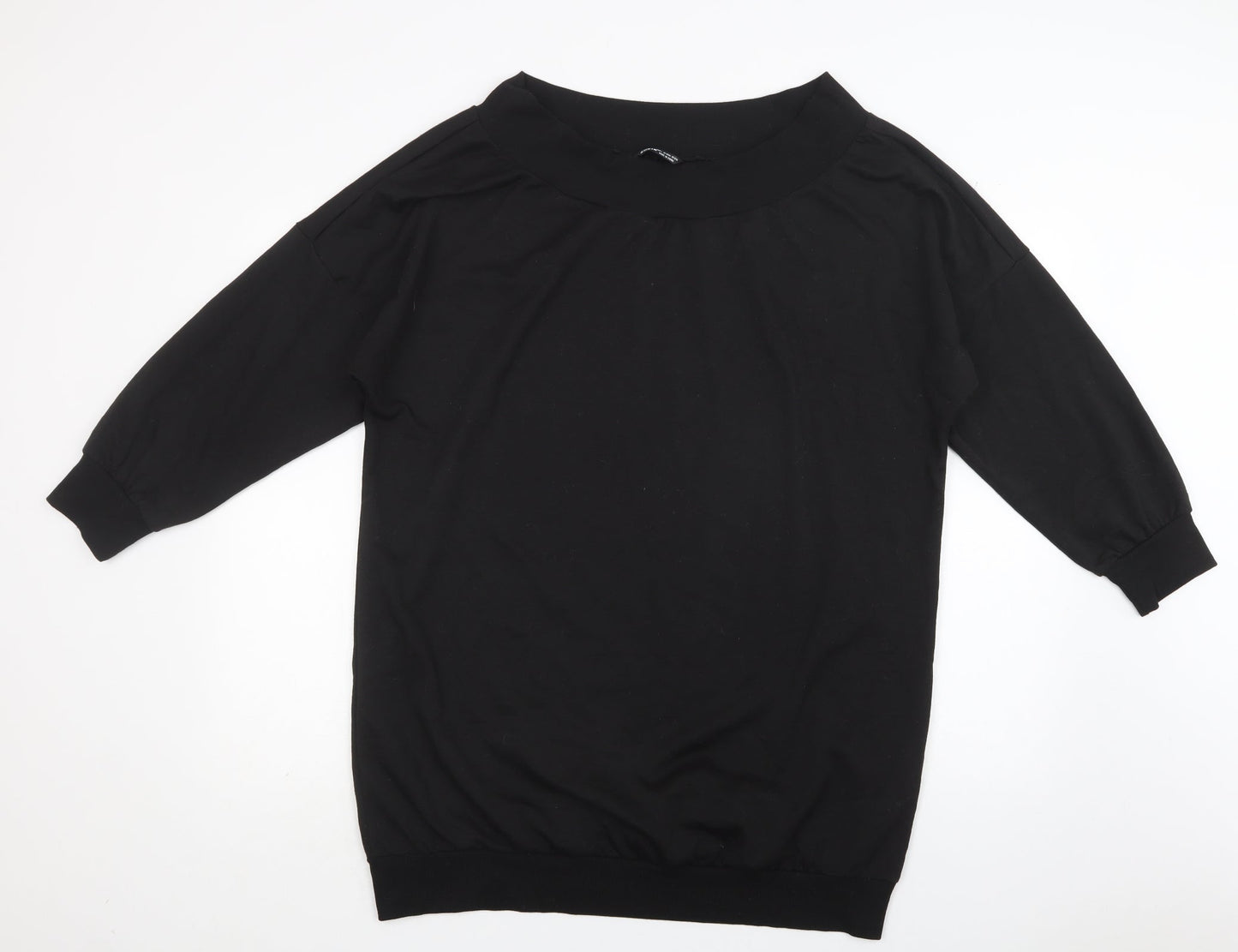 SheIn Womens Black  Polyester Tunic Blouse Size L Round Neck