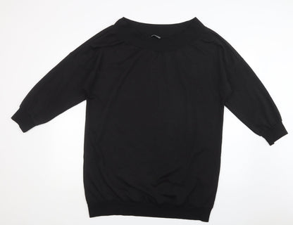 SheIn Womens Black  Polyester Tunic Blouse Size L Round Neck