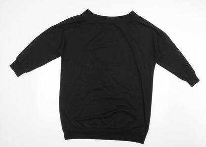 SheIn Womens Black  Polyester Tunic Blouse Size L Round Neck