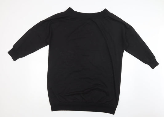 SheIn Womens Black  Polyester Tunic Blouse Size L Round Neck