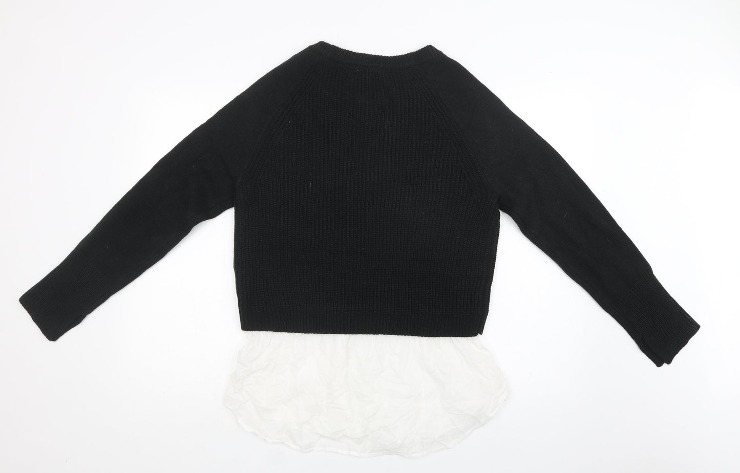 Real Clothing Womens Black Crew Neck  Acrylic Pullover Jumper Size L