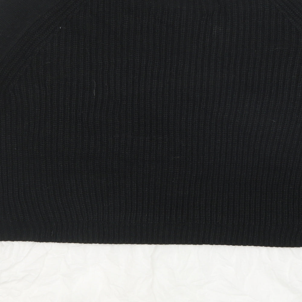 Real Clothing Womens Black Crew Neck  Acrylic Pullover Jumper Size L