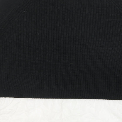 Real Clothing Womens Black Crew Neck  Acrylic Pullover Jumper Size L