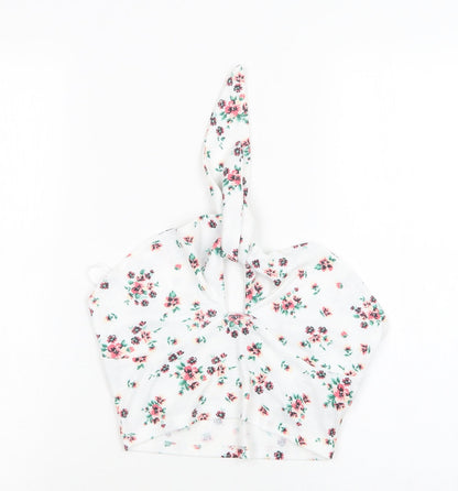 SheIn Womens White Floral Polyester Cropped Tank Size M Halter