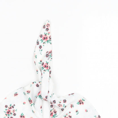 SheIn Womens White Floral Polyester Cropped Tank Size M Halter