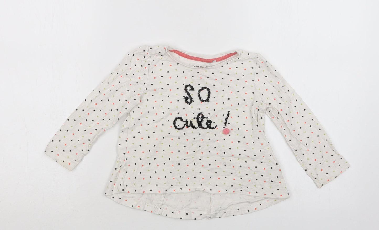 TU Baby White Polka Dot Cotton Basic Blouse Size 18-24 Months Crew Neck  - So Cute