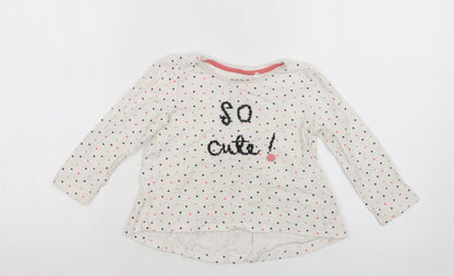 TU Baby White Polka Dot Cotton Basic Blouse Size 18-24 Months Crew Neck  - So Cute