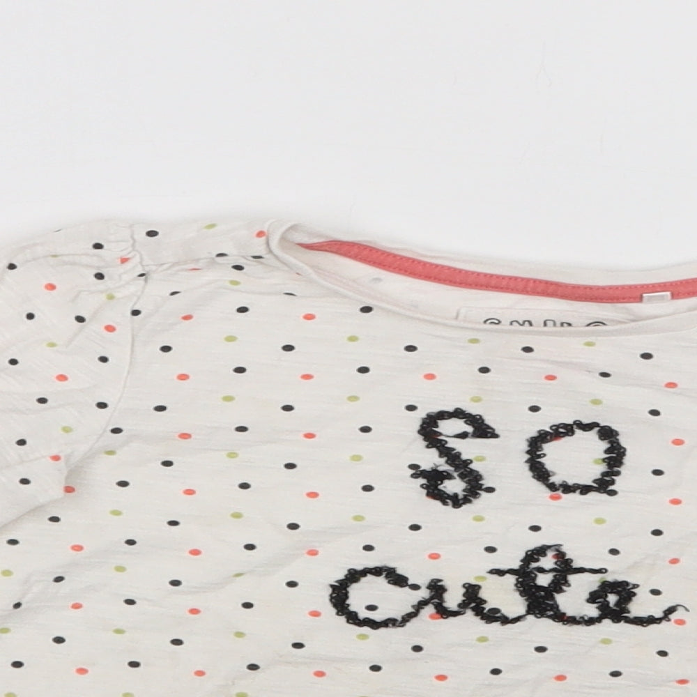 TU Baby White Polka Dot Cotton Basic Blouse Size 18-24 Months Crew Neck  - So Cute
