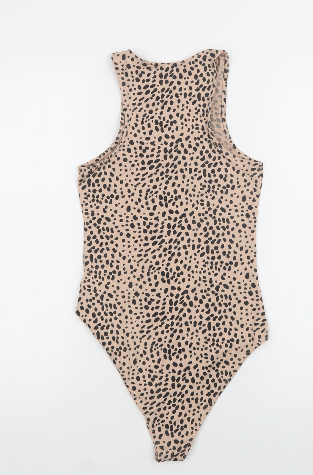 Primark Womens Beige Animal Print Polyester Bodysuit One-Piece Size S  Snap