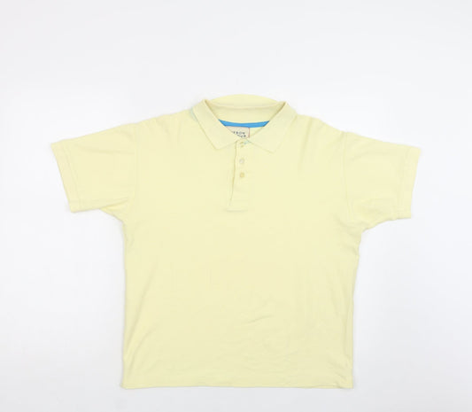 Hutson Harbour Mens Yellow    Polo Size S Collared Button