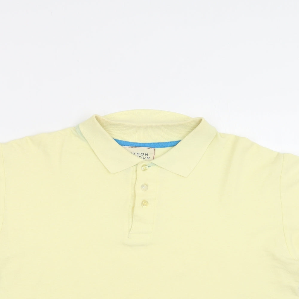 Hutson Harbour Mens Yellow    Polo Size S Collared Button