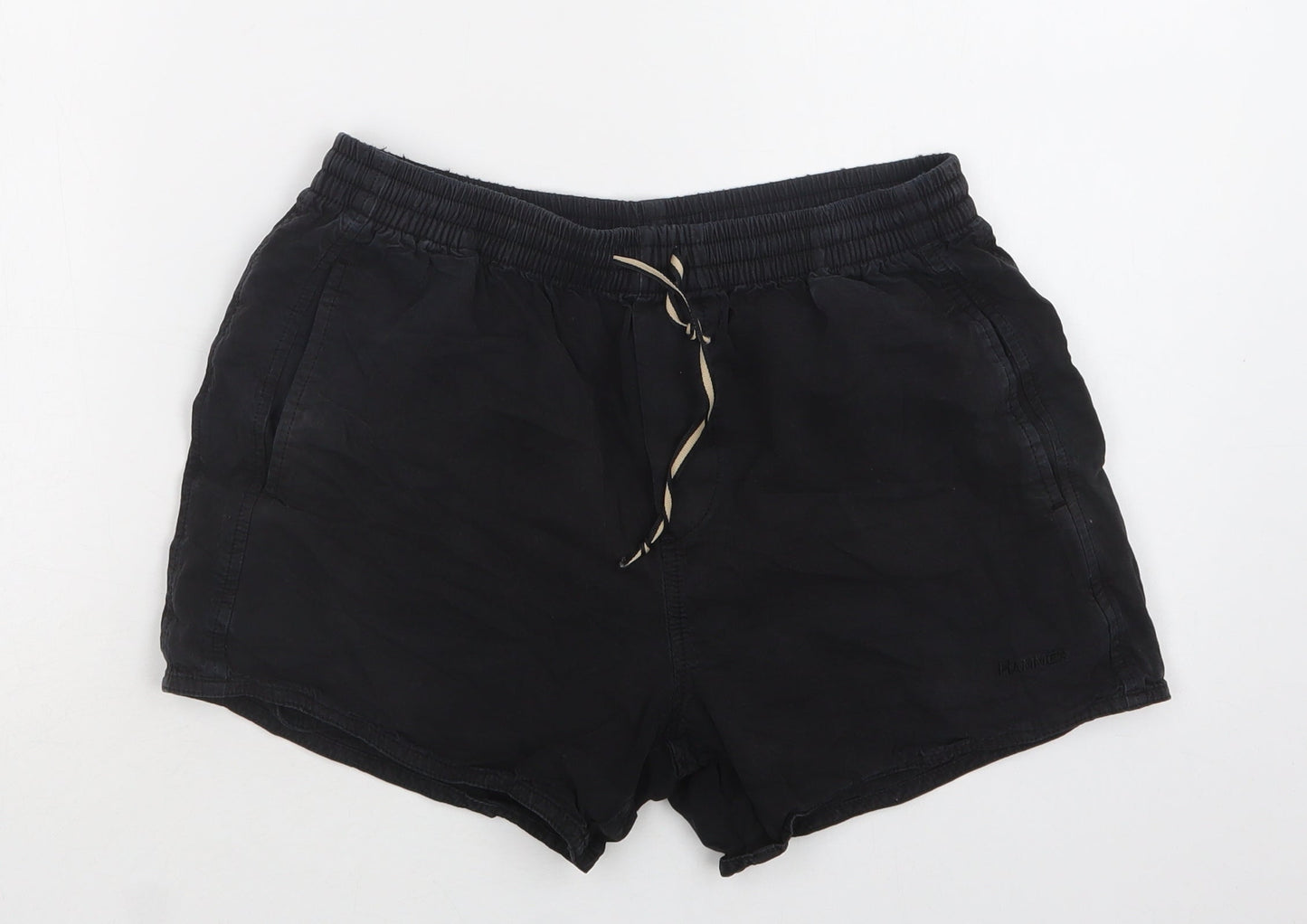 Hammer Womens Black  Cotton Sweat Shorts Size S L4 in Regular Drawstring