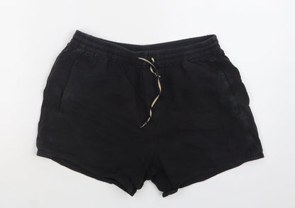 Hammer Womens Black  Cotton Sweat Shorts Size S L4 in Regular Drawstring