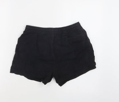 Hammer Womens Black  Cotton Sweat Shorts Size S L4 in Regular Drawstring