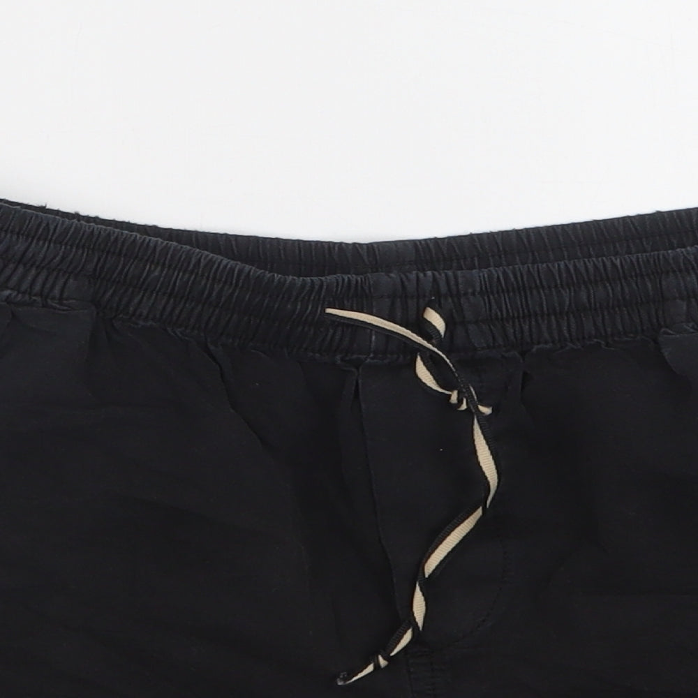 Hammer Womens Black  Cotton Sweat Shorts Size S L4 in Regular Drawstring