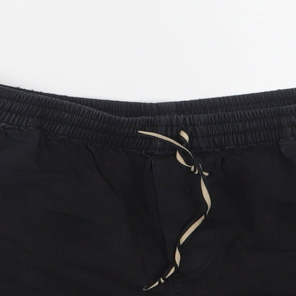 Hammer Womens Black  Cotton Sweat Shorts Size S L4 in Regular Drawstring