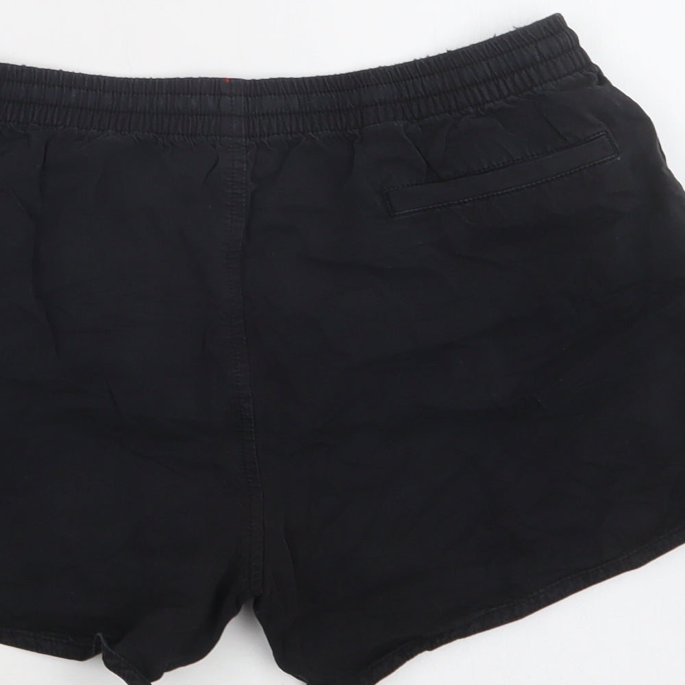 Hammer Womens Black  Cotton Sweat Shorts Size S L4 in Regular Drawstring