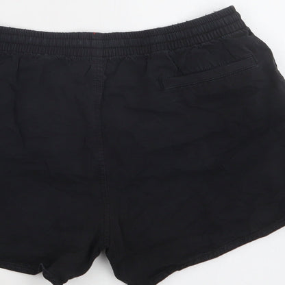 Hammer Womens Black  Cotton Sweat Shorts Size S L4 in Regular Drawstring