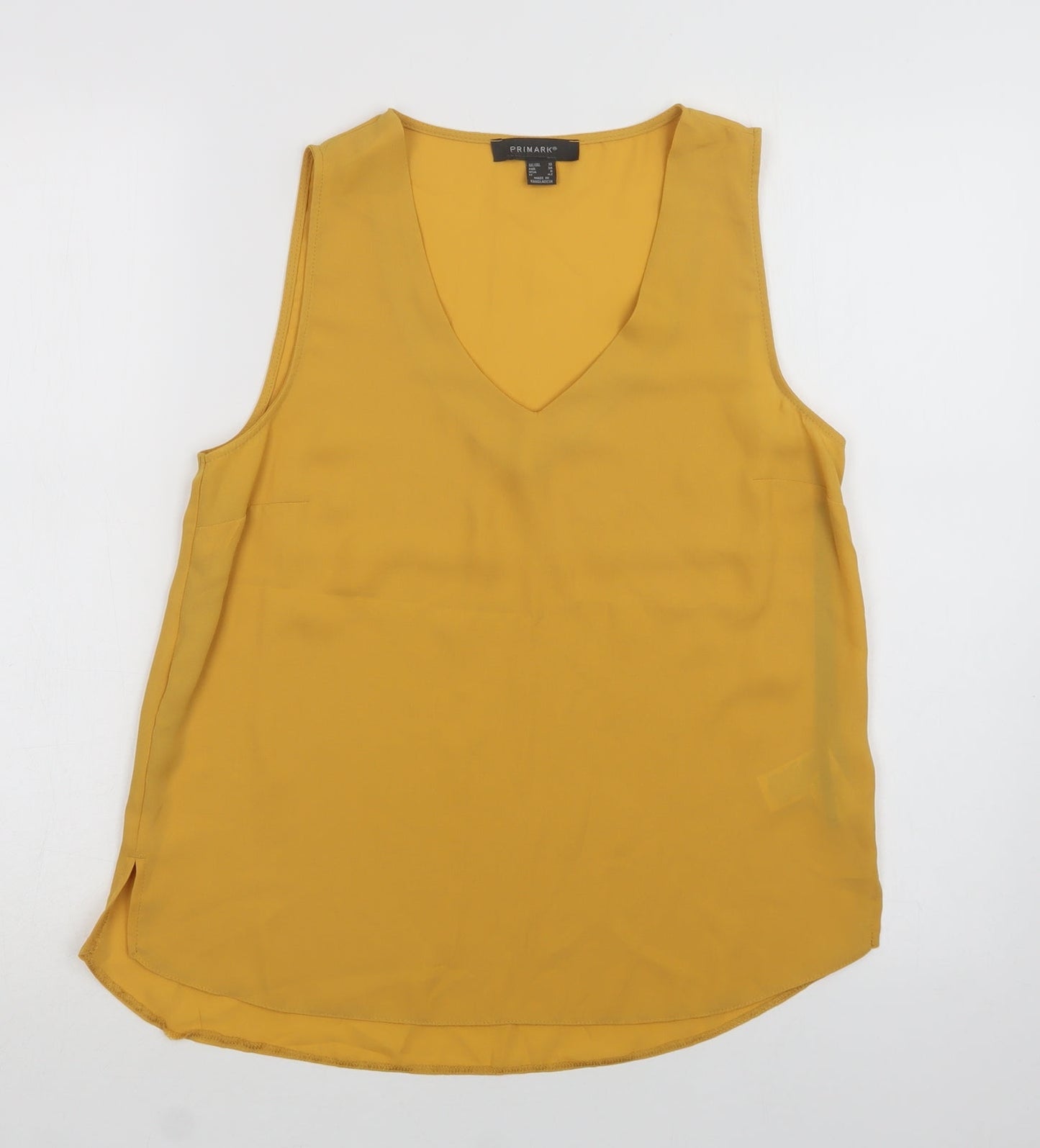 Primark Womens Yellow  Polyester Basic Button-Up Size 10 V-Neck