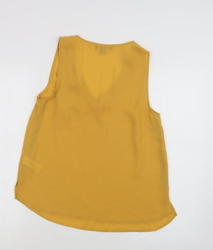 Primark Womens Yellow  Polyester Basic Button-Up Size 10 V-Neck