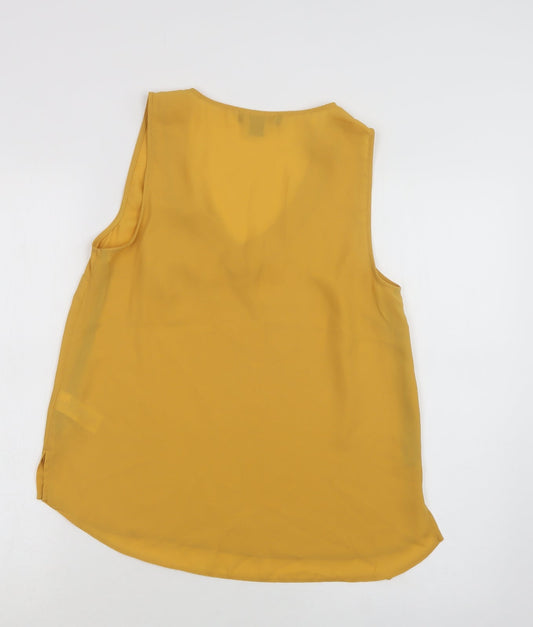 Primark Womens Yellow  Polyester Basic Button-Up Size 10 V-Neck