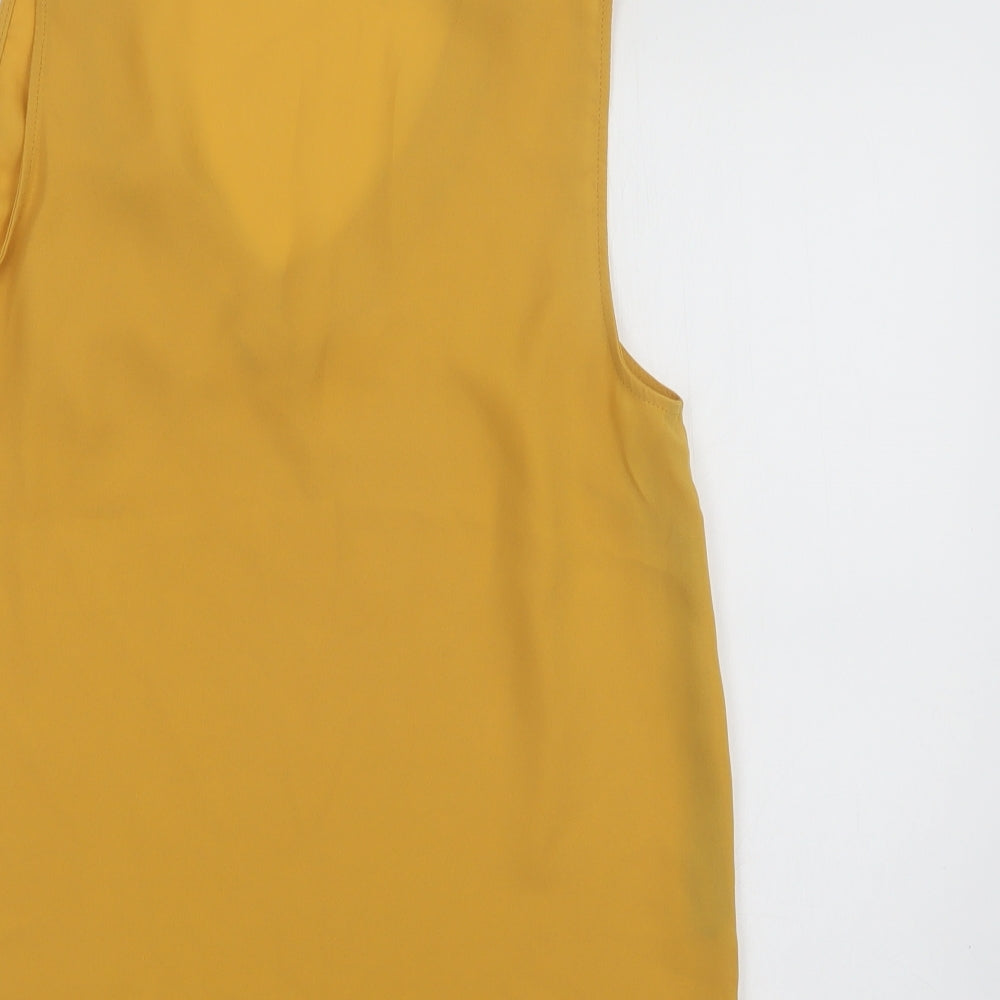 Primark Womens Yellow  Polyester Basic Button-Up Size 10 V-Neck