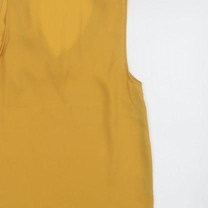 Primark Womens Yellow  Polyester Basic Button-Up Size 10 V-Neck