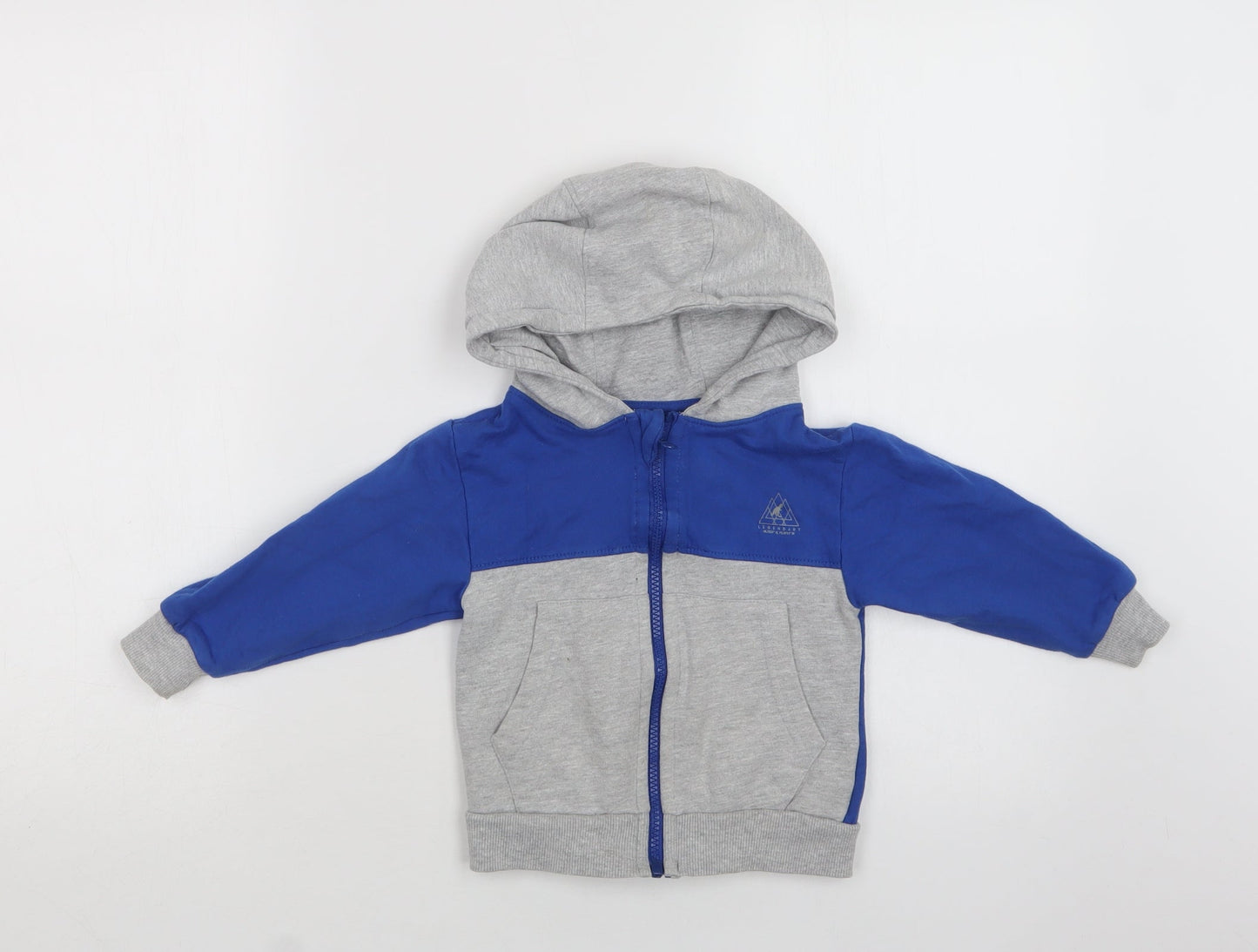 Studio Baby Grey Colourblock Cotton Full Zip Jumper Size 12-18 Months  Zip