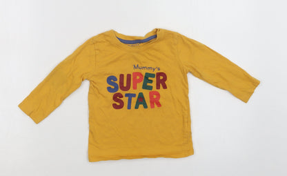 Primark Baby Yellow  Cotton Basic T-Shirt Size 12-18 Months Crew Neck