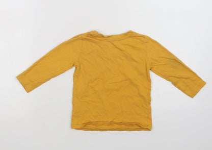 Primark Baby Yellow  Cotton Basic T-Shirt Size 12-18 Months Crew Neck