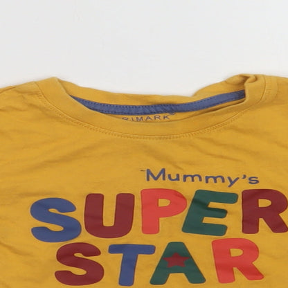 Primark Baby Yellow  Cotton Basic T-Shirt Size 12-18 Months Crew Neck